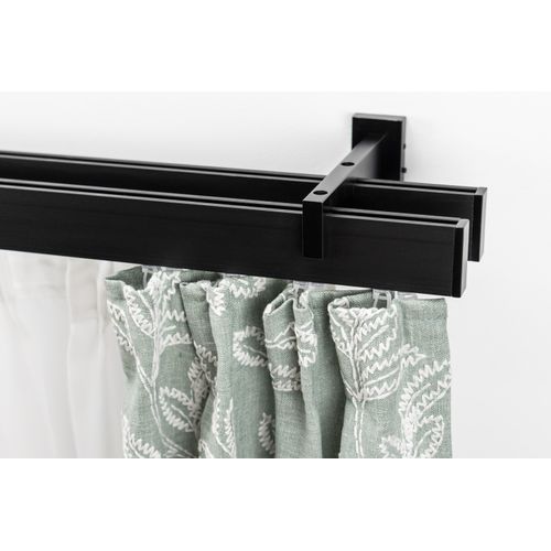 9002777153768 - Innenlaufschiene GARESA FLAT Gardinenstangen Gr L 280 cm 1 St 2 läufig schwarz Gardinenschienen Rechteckprofil Wandmontage perfekter Lauf modern verlängerbar
