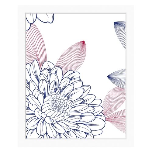 4049009897934 - Bild QUEENCE Lia Bilder Gr B H 40 cm x 50 cm Wandbild Blumen Hochformat bunt (rosa weiß blau) Kunstdrucke Blumen gerahmt