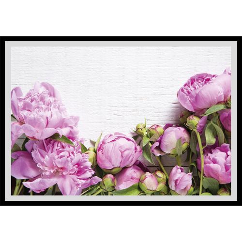 4049009914259 - Bild QUEENCE Karen Bilder Gr B H 60 cm x 50 cm Wandbild Blumen Querformat rosa (schwarz) Kunstdrucke Rosen gerahmt