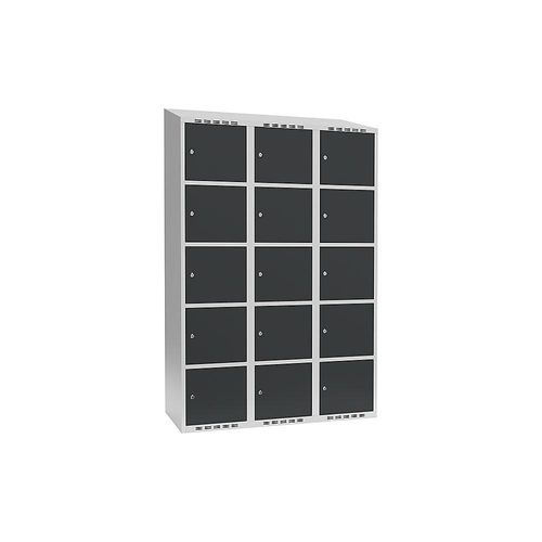7042423038003 - 5er-Schließfachschrank Fydor 3 Abteile lichtgrau grau B 1200 mm 3 Abteile schräge Dachform Zylinderschloss 7042423038003 - 5er-Schließfachschrank Fydor 3 Abteile lichtgrau grau B 1200 mm 3 Abteile schräge Dachform Zylinderschloss