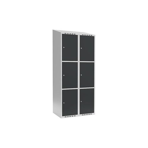 7042423037495 - 3er-Schließfachschrank Fydor 2 Abteile lichtgrau grau B 800 mm 2 Abteile schräge Dachform Zylinderschloss 7042423037495 - 3er-Schließfachschrank Fydor 2 Abteile lichtgrau grau B 800 mm 2 Abteile schräge Dachform Zylinderschloss