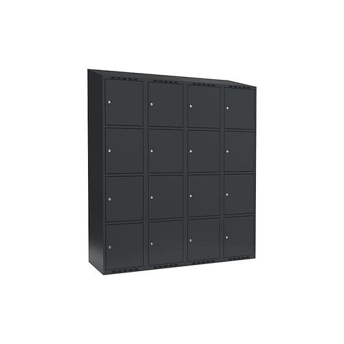 7042424846799 - 4er-Schließfachschrank Fydor 4 Abteile grau B 1200 mm 4 Abteile schräge Dachform Zylinderschloss 7042424846799 - 4er-Schließfachschrank Fydor 4 Abteile grau B 1200 mm 4 Abteile schräge Dachform Zylinderschloss