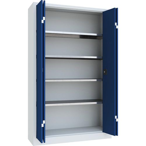 4055479627087 - - Falttürenschrank Vollblechtüren 4 verzinkte Böden BxTxH 1200x400x1950 mm ral 7035 5010 4055479627087 - - Falttürenschrank Vollblechtüren 4 verzinkte Böden BxTxH 1200x400x1950 mm ral 7035 5010