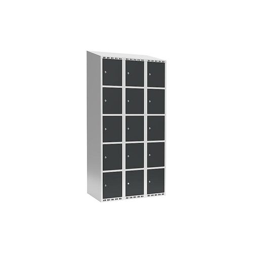 7042423035941 - 5er-Schließfachschrank Fydor 3 Abteile lichtgrau grau B 900 mm 3 Abteile schräge Dachform Zylinderschloss 7042423035941 - 5er-Schließfachschrank Fydor 3 Abteile lichtgrau grau B 900 mm 3 Abteile schräge Dachform Zylinderschloss