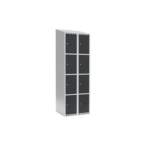 7042423035590 - 4er-Schließfachschrank Fydor 2 Abteile lichtgrau grau B 600 mm 2 Abteile schräge Dachform Zylinderschloss 7042423035590 - 4er-Schließfachschrank Fydor 2 Abteile lichtgrau grau B 600 mm 2 Abteile schräge Dachform Zylinderschloss