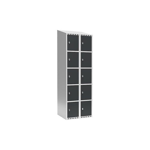 7042423040495 - 5er-Schließfachschrank Fydor 2 Abteile lichtgrau grau B 600 mm 2 Abteile schräge Dachform Vorhängeschloss 7042423040495 - 5er-Schließfachschrank Fydor 2 Abteile lichtgrau grau B 600 mm 2 Abteile schräge Dachform Vorhängeschloss