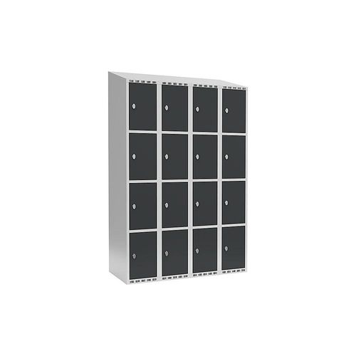 7042423040358 - 4er-Schließfachschrank Fydor 4 Abteile lichtgrau grau B 1200 mm 4 Abteile schräge Dachform Vorhängeschloss 7042423040358 - 4er-Schließfachschrank Fydor 4 Abteile lichtgrau grau B 1200 mm 4 Abteile schräge Dachform Vorhängeschloss