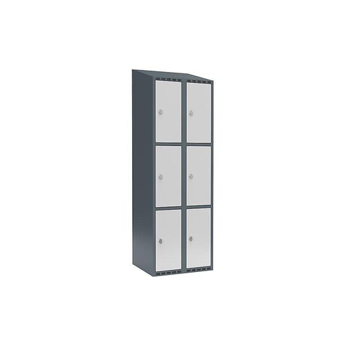 7042424830897 - 3er-Schließfachschrank Fydor 2 Abteile blaugrau lichtgrau B 600 mm 2 Abteile schräge Dachform Vorhängeschloss 7042424830897 - 3er-Schließfachschrank Fydor 2 Abteile blaugrau lichtgrau B 600 mm 2 Abteile schräge Dachform Vorhängeschloss