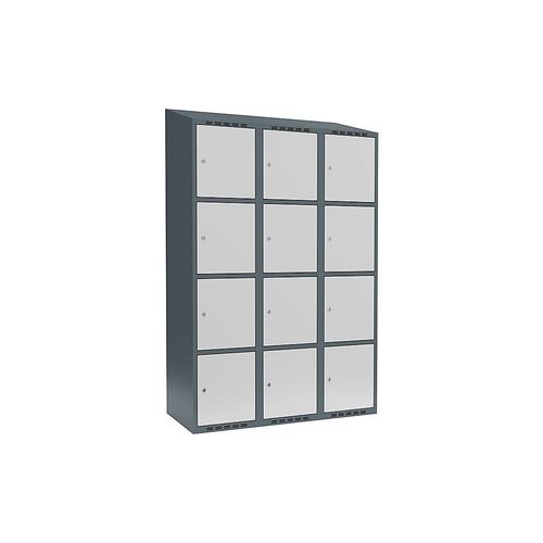 7042424847055 - 4er-Schließfachschrank Fydor 3 Abteile blaugrau lichtgrau B 1200 mm 3 Abteile schräge Dachform Zylinderschloss 7042424847055 - 4er-Schließfachschrank Fydor 3 Abteile blaugrau lichtgrau B 1200 mm 3 Abteile schräge Dachform Zylinderschloss