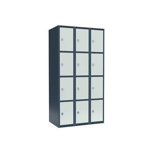 7042424679274 - 4er-Schließfachschrank Fydor 3 Abteile blaugrau lichtgrau B 900 mm 3 Abteile flache Dachform Vorhängeschloss 7042424679274 - 4er-Schließfachschrank Fydor 3 Abteile blaugrau lichtgrau B 900 mm 3 Abteile flache Dachform Vorhängeschloss