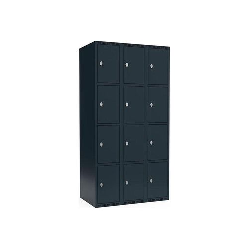 7042424679267 - 4er-Schließfachschrank Fydor 3 Abteile grau B 900 mm 3 Abteile flache Dachform Vorhängeschloss