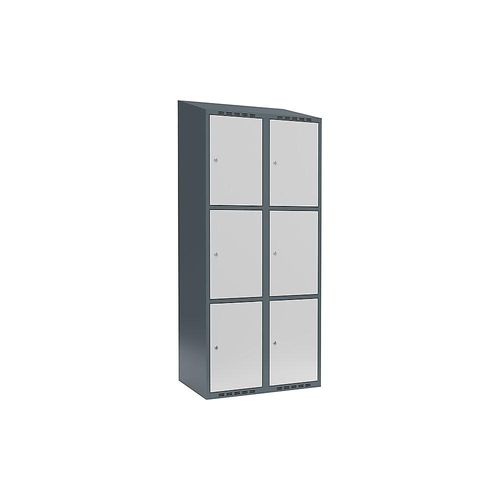 7042424846966 - 3er-Schließfachschrank Fydor 2 Abteile blaugrau lichtgrau B 800 mm 2 Abteile schräge Dachform Zylinderschloss 7042424846966 - 3er-Schließfachschrank Fydor 2 Abteile blaugrau lichtgrau B 800 mm 2 Abteile schräge Dachform Zylinderschloss