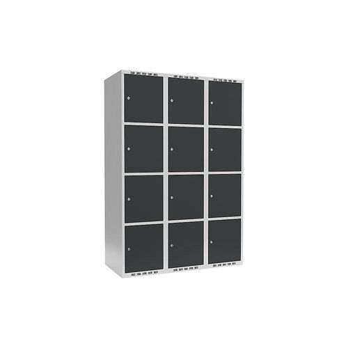 7042423062435 - 4er-Schließfachschrank Fydor 3 Abteile lichtgrau grau B 1200 mm 3 Abteile flache Dachform Zylinderschloss 7042423062435 - 4er-Schließfachschrank Fydor 3 Abteile lichtgrau grau B 1200 mm 3 Abteile flache Dachform Zylinderschloss