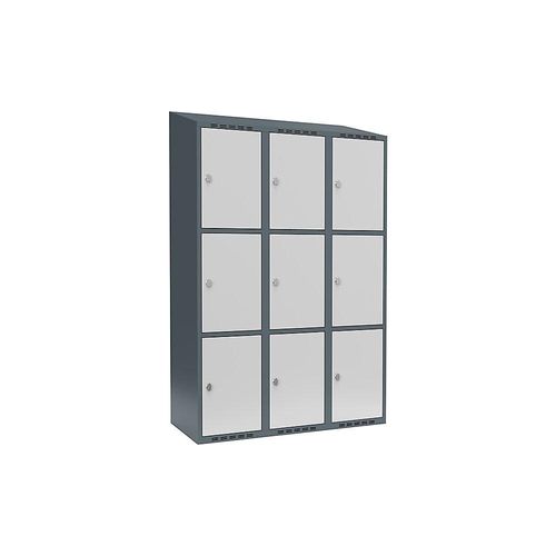 7042424834178 - 3er-Schließfachschrank Fydor 3 Abteile blaugrau lichtgrau B 1200 mm 3 Abteile schräge Dachform Vorhängeschloss 7042424834178 - 3er-Schließfachschrank Fydor 3 Abteile blaugrau lichtgrau B 1200 mm 3 Abteile schräge Dachform Vorhängeschloss