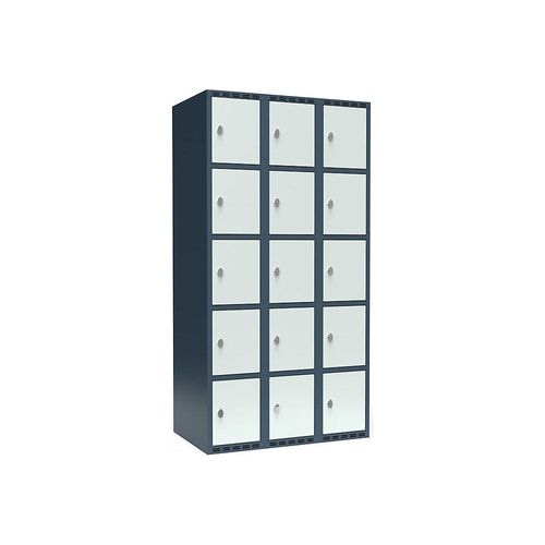 7042424817096 - 5er-Schließfachschrank Fydor 3 Abteile blaugrau lichtgrau B 900 mm 3 Abteile flache Dachform Vorhängeschloss 7042424817096 - 5er-Schließfachschrank Fydor 3 Abteile blaugrau lichtgrau B 900 mm 3 Abteile flache Dachform Vorhängeschloss