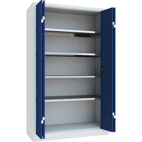 4055479628510 - - Falttürenschrank Vollblechtüren 4 verzinkte Böden BxTxH 1200x500x1950 mm ral 7035 5010 4055479628510 - - Falttürenschrank Vollblechtüren 4 verzinkte Böden BxTxH 1200x500x1950 mm ral 7035 5010