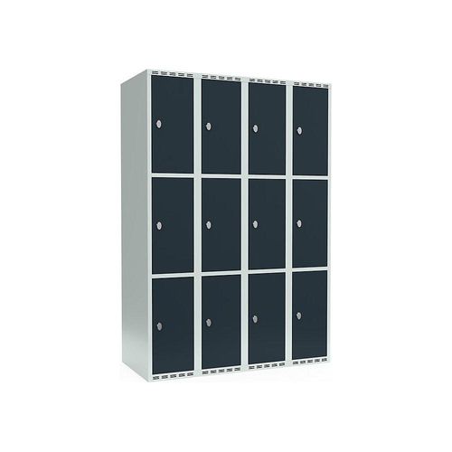 7042423059473 - 3er-Schließfachschrank Fydor 4 Abteile lichtgrau grau B 1200 mm 4 Abteile flache Dachform Vorhängeschloss 7042423059473 - 3er-Schließfachschrank Fydor 4 Abteile lichtgrau grau B 1200 mm 4 Abteile flache Dachform Vorhängeschloss