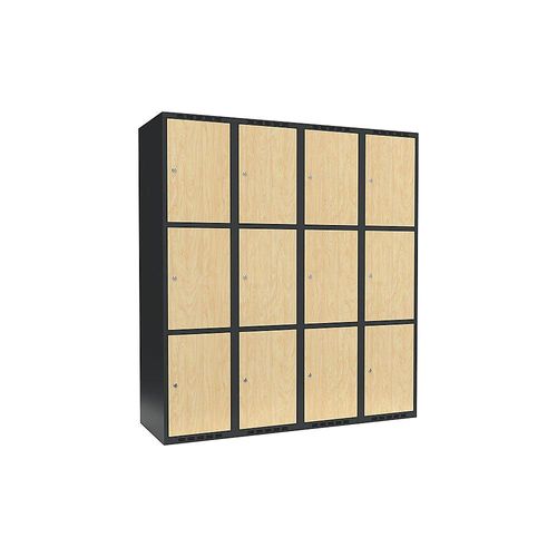 7042424846232 - 3er-Schließfachschrank Fydor 4 Abteile grau   Birke B 1200 mm 4 Abteile flache Dachform Zylinderschloss