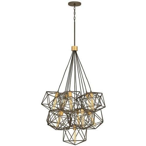 5024005558811 - Hinkley - HK-ASTRID-11P Hängeleuchte Astrid E27 40W Stahl Bronze matt metallic mit Goldakzenten H1525-4573cm Ø846cm dimmbar höhenverstellbar