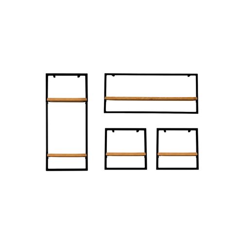 4260750012104 - holz4home® 4-tlg Wandregale in schwarz gerahmt von holz4home® mit Baumkante Natur 4260750012104 - holz4home® 4-tlg Wandregale in schwarz gerahmt von holz4home® mit Baumkante Natur