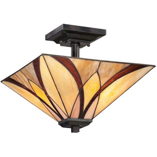 5024005213512 - Quoizel qz-asheville-sf Deckenleuchte Asheville 2xE27 100W Metall Valiant Bronze Tiffany Glas H305cm L356cm B356cm dimmbar im Tiffany-Stil