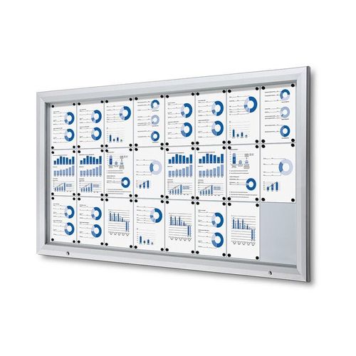 8595578316735 - Schaukasten T-Line 24 x A4 Metallrückwand weiß silber magnetisch 8595578316735 Showdown Displays