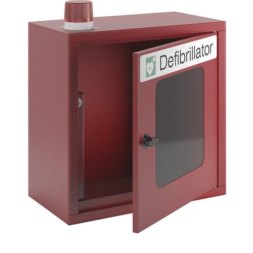 4055479151728 - - Defibrillatorenschrank mit Alarmfunktion + Lampe Sichtfenster + Drehverschluss inkl 9V-Batterie BxTxH 400x220x490 mm ral 3000