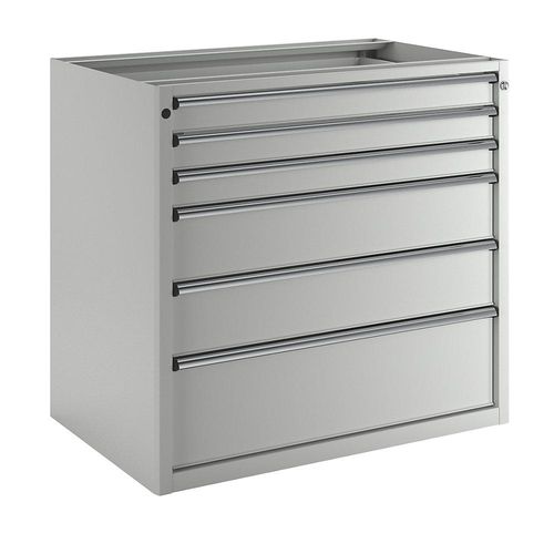 4014641404130 - Schubladenschrank ohne Platte Breite 1060 mm Schubladentraglast 200 kg 6 Schubladen Front lichtgrau ANKE