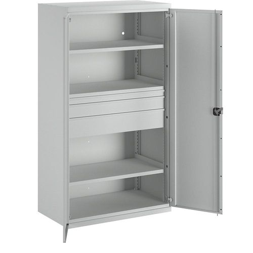 4014641095277 - eurokraft pro Schwerlastschrank aus Stahl 3 Fachböden Schubladen 1 x 60 mm 1 x 120 mm 1 x 180 mm hoch lichtgrau lichtgrau 4014641095277 - eurokraft pro Schwerlastschrank aus Stahl 3 Fachböden Schubladen 1 x 60 mm 1 x 120 mm 1 x 180 mm hoch lichtgrau lichtgrau