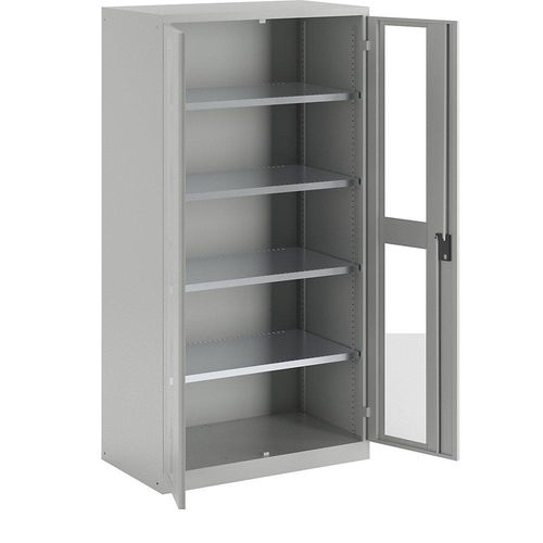 4047417506585 - LISTA Sichtfensterschrank HxBxT 1950 x 1000 x 580 mm mit 4 Fachböden lichtgrau