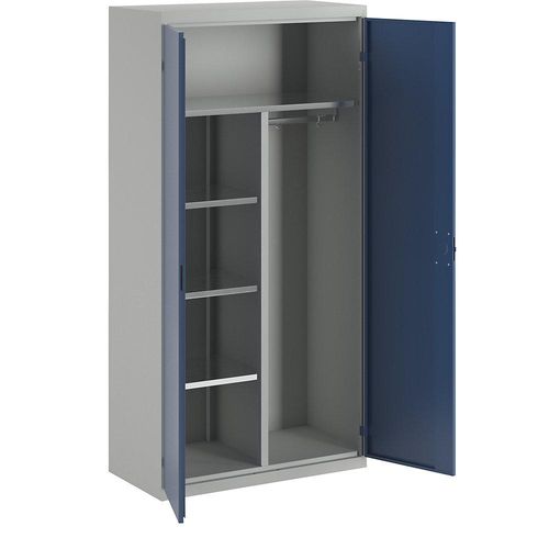 4061753275738 - eurokraft pro Flügeltürenschrank 1 Hutablage 3 Fachböden 1 Kleiderstange lichtgrau enzianblau 4061753275738 - eurokraft pro Flügeltürenschrank 1 Hutablage 3 Fachböden 1 Kleiderstange lichtgrau enzianblau
