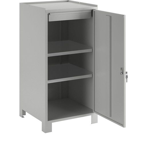 4250618213972 - Werkzeugschrank mit Füßen HxBxT 1000 x 500 x 500 mm 1 Schublade 2 Fachböden lichtgrau RAL 7035 Wolf 4250618213972 - Werkzeugschrank mit Füßen HxBxT 1000 x 500 x 500 mm 1 Schublade 2 Fachböden lichtgrau RAL 7035 Wolf