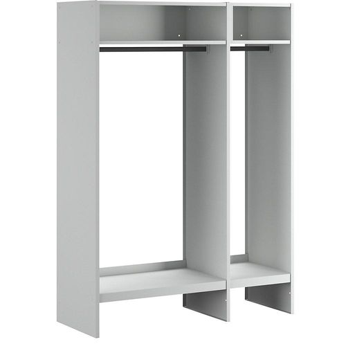 4250618214849 - Offene Garderobe lichtgrau RAL 7035 mit 15 Kleiderbügeln Wolf