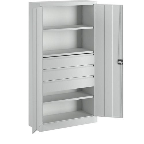 4055479003157 - Schwerlastschrank Höhe 1950 mm 3 Fachböden 3 Schubladen à 175 mm grau Pavoy 4055479003157 - Schwerlastschrank Höhe 1950 mm 3 Fachböden 3 Schubladen à 175 mm grau Pavoy