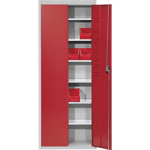 4250633314852 - mauser Magazinschrank HxBxT 1740 x 680 x 280 mm ohne Sichtlagerkästen zweifarbig Korpus grau Türen rot ab 3 Stk