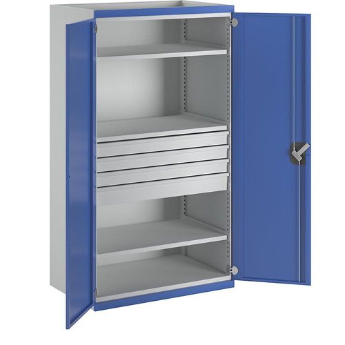 4014641089085 - Schwerlastschrank mit 3 Fachböden 4 Schubladen à 3 x 90 1 x 120 mm HxBxT 1950 x 1084 x 690 mm ANKE