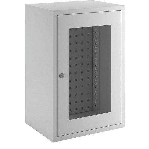 4055479002099 - Hängeschrank 1 Sichtfenstertür Rückwand gelocht 1 verstellbarer Boden Zylinderschloss BxTxH 400x300x600 mm ral 7035 4055479002099 - Hängeschrank 1 Sichtfenstertür Rückwand gelocht 1 verstellbarer Boden Zylinderschloss BxTxH 400x300x600 mm ral 7035