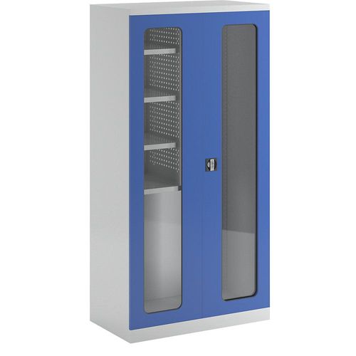 4061753071439 - Geräte- und Putzmittelschrank Breite 1000 mm Sichtfenstertüren 1 Regalbox lichtgrau enzianblau 4061753071439 - Geräte- und Putzmittelschrank Breite 1000 mm Sichtfenstertüren 1 Regalbox lichtgrau enzianblau