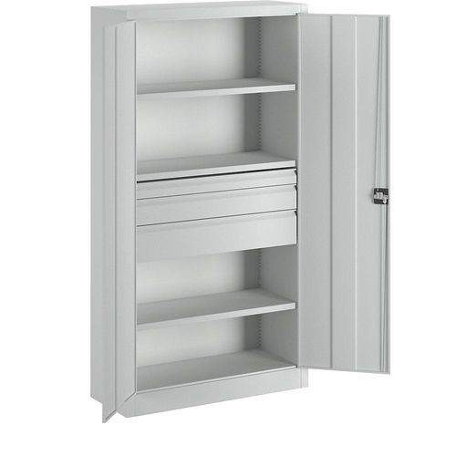 4055479003188 - Schwerlastschrank Höhe 1950 mm 3 Fachböden 3 Schubladen grau Pavoy 4055479003188 - Schwerlastschrank Höhe 1950 mm 3 Fachböden 3 Schubladen grau Pavoy