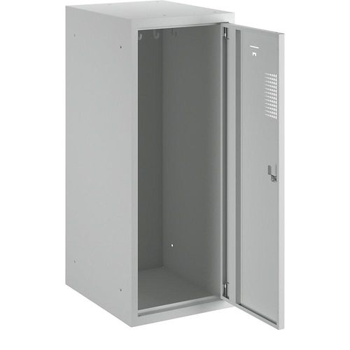 4061753006707 - eurokraft basic AMSTERDAM Kombi-Schließfachschrank Einzelmodul HxBxT 1000 x 400 x 500 mm mit Vorhängeschlossvorrichtung komplett lichtgrau
