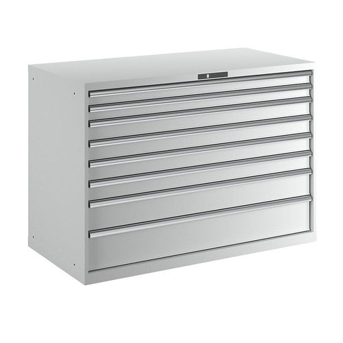 7612269043426 - LISTA Schubladenschrank Stahlblech HxB 1000 x 1431 mm 8 Schubladen Tragkraft 75 kg lichtgrau 7612269043426 - LISTA Schubladenschrank Stahlblech HxB 1000 x 1431 mm 8 Schubladen Tragkraft 75 kg lichtgrau