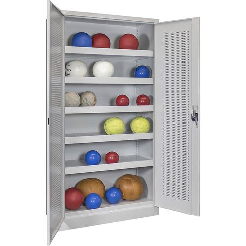 4055955089088 - Ball-Flügeltürschrank Höhe 1950 mm mit Lochblech-Türen Breite 1000 mm grau Pavoy 4055955089088 - Ball-Flügeltürschrank Höhe 1950 mm mit Lochblech-Türen Breite 1000 mm grau Pavoy