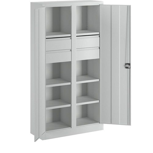4055479003317 - - Schwerlastschrank Vollblechtüren mit Trennwand 6 beschichtete Böden 4 Schubl 175 mm BxTxH 1040x630x1950 mm ral 7035 4055479003317 - - Schwerlastschrank Vollblechtüren mit Trennwand 6 beschichtete Böden 4 Schubl 175 mm BxTxH 1040x630x1950 mm ral 7035