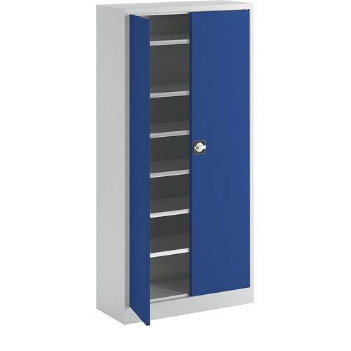 4061753008879 - eurokraft pro Flügeltürschrank aus Stahlblech HxBxT 1950 x 950 x 400 mm 6 Fachböden lichtgrau RAL 7035 enzianblau RAL 5010 4061753008879 - eurokraft pro Flügeltürschrank aus Stahlblech HxBxT 1950 x 950 x 400 mm 6 Fachböden lichtgrau RAL 7035 enzianblau RAL 5010
