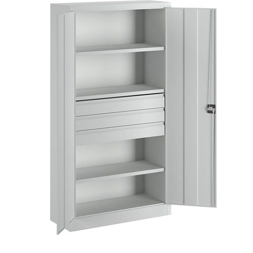 4055479003164 - Schwerlastschrank Höhe 1950 mm 3 Fachböden 3 Schubladen à 125 mm grau Pavoy 4055479003164 - Schwerlastschrank Höhe 1950 mm 3 Fachböden 3 Schubladen à 125 mm grau Pavoy