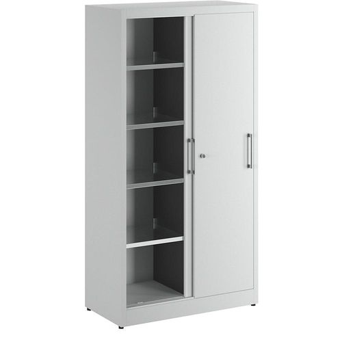 4250633345535 - eurokraft basic Schiebetürenschrank Stahlkorpus HxBxT 1950 x 1000 x 500 mm grau 4250633345535 - eurokraft basic Schiebetürenschrank Stahlkorpus HxBxT 1950 x 1000 x 500 mm grau