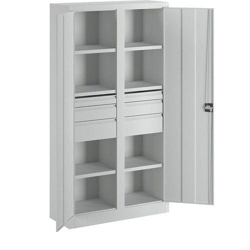 4055479003294 - - Schwerlastschrank Vollblechtüren mit Trennwand 6 beschichtete Böden Schubl 2x75 2x125 2x175 mm BxTxH 1040x630x1950 mm ral 7035 4055479003294 - - Schwerlastschrank Vollblechtüren mit Trennwand 6 beschichtete Böden Schubl 2x75 2x125 2x175 mm BxTxH 1040x630x1950 mm ral 7035