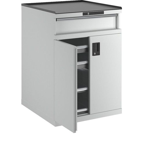 7612269037289 - LISTA Schubladenschrank mit Flügeltüren Höhe 1020 mm 2 Böden 3 Schubladen Traglast 75 kg lichtgrau 7612269037289 - LISTA Schubladenschrank mit Flügeltüren Höhe 1020 mm 2 Böden 3 Schubladen Traglast 75 kg lichtgrau