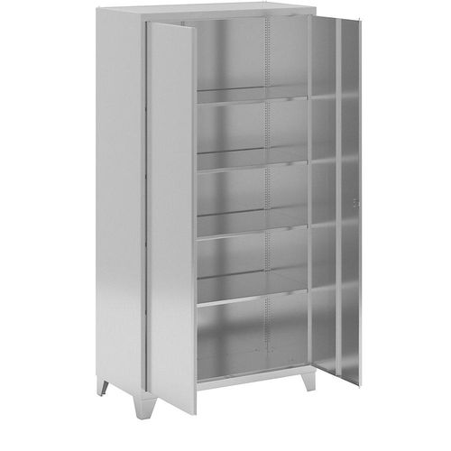 4061753116734 - Edelstahl-Flügeltürenschrank mit Stollenfüßen mit 4 Böden HxBxT 1950 x 1000 x 500 mm 4061753116734 - Edelstahl-Flügeltürenschrank mit Stollenfüßen mit 4 Böden HxBxT 1950 x 1000 x 500 mm
