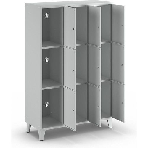 4250618208688 - Wertfachschrank 400 mm 3 Abteile 9 Fächer Sicherheitszylinderschloss Fuß lichtgrau 4250618208688 - Wertfachschrank 400 mm 3 Abteile 9 Fächer Sicherheitszylinderschloss Fuß lichtgrau